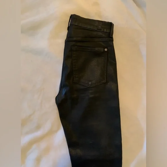 NWOT 7 FOR ALL MANKIND B(AIR) High Waisted Ankle Skinny Jean in Coated Black 27 - Picture 10 of 16